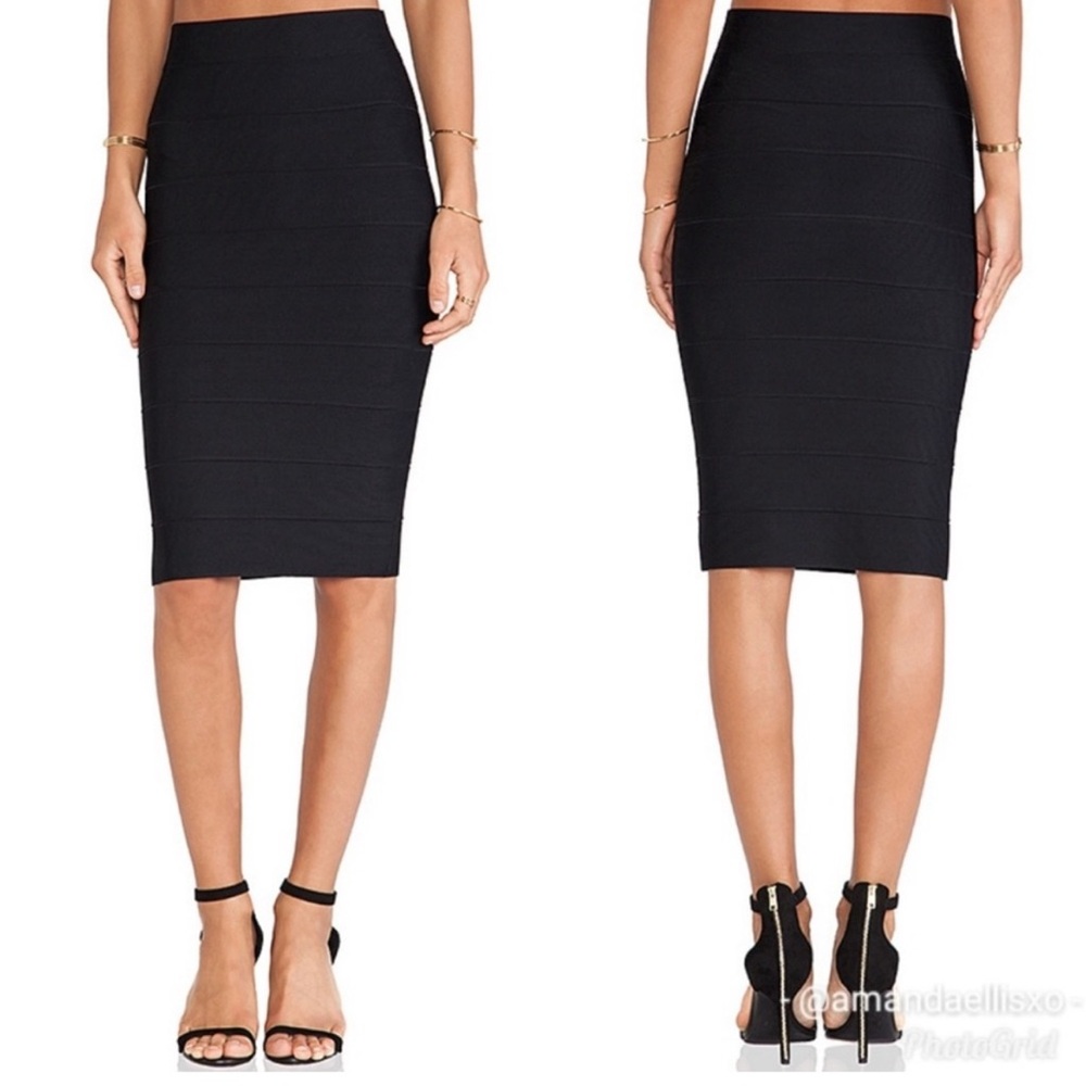 BCBGMaxAzria Black Knee-Length Pencil Skirt